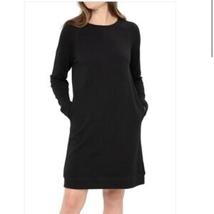Billy Reid Black Dover Sweatshirt Dress Long Sleeve Pocketed French Terry M NEW